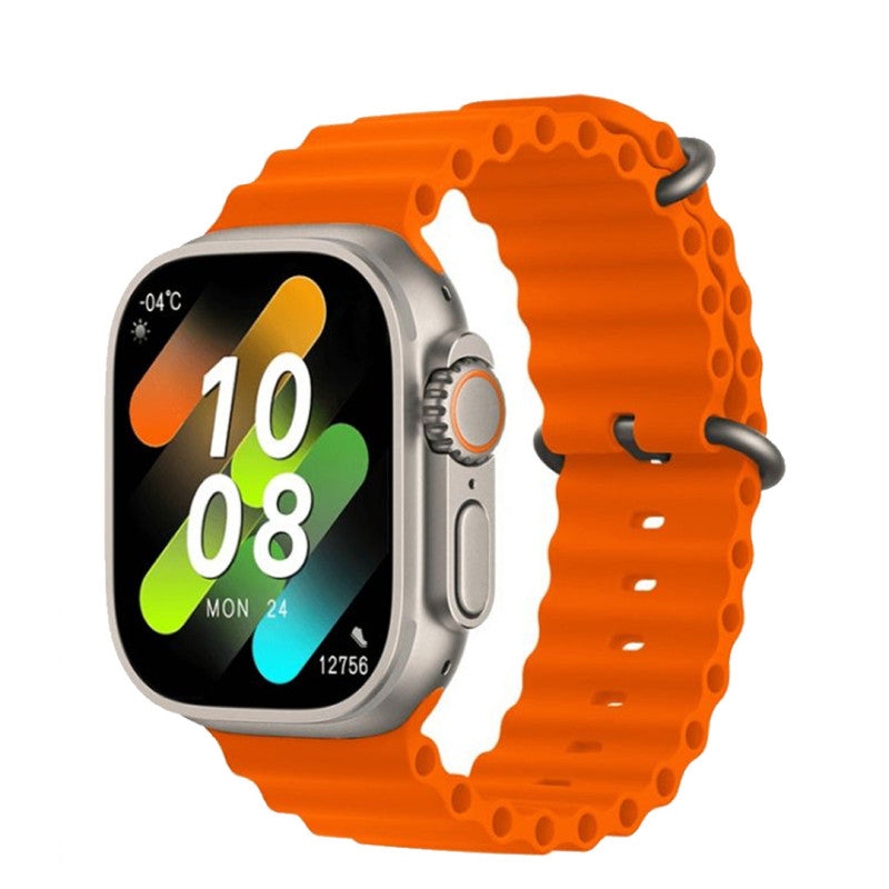 JSS-700 Pro Max Dual Smart Watch With 7 Straps + 1 Silicone Case Bluetooth Call Heart Rate Monitor (Dual Dial BLACK+GOLD) WITH HRYFINE APP