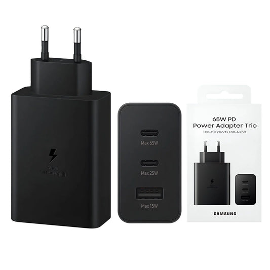 Samsung 65w Eu Pin Pd Power Adaptor Trio 2 Type-c & Usb-a Port