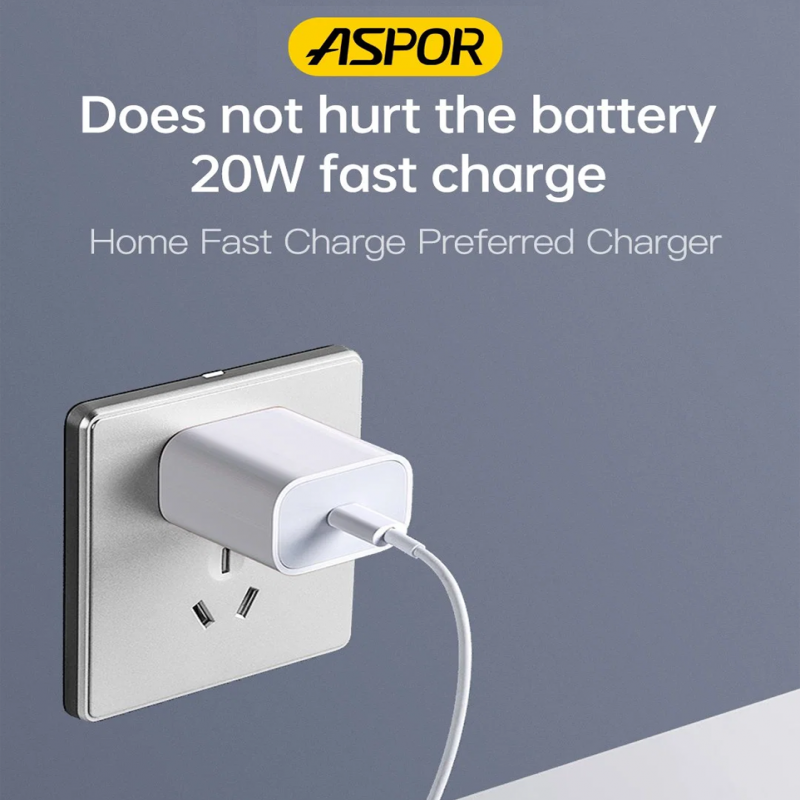Aspor A801 New 20w Fast Charging Us Pin Quick Charge For Mobile Phone
