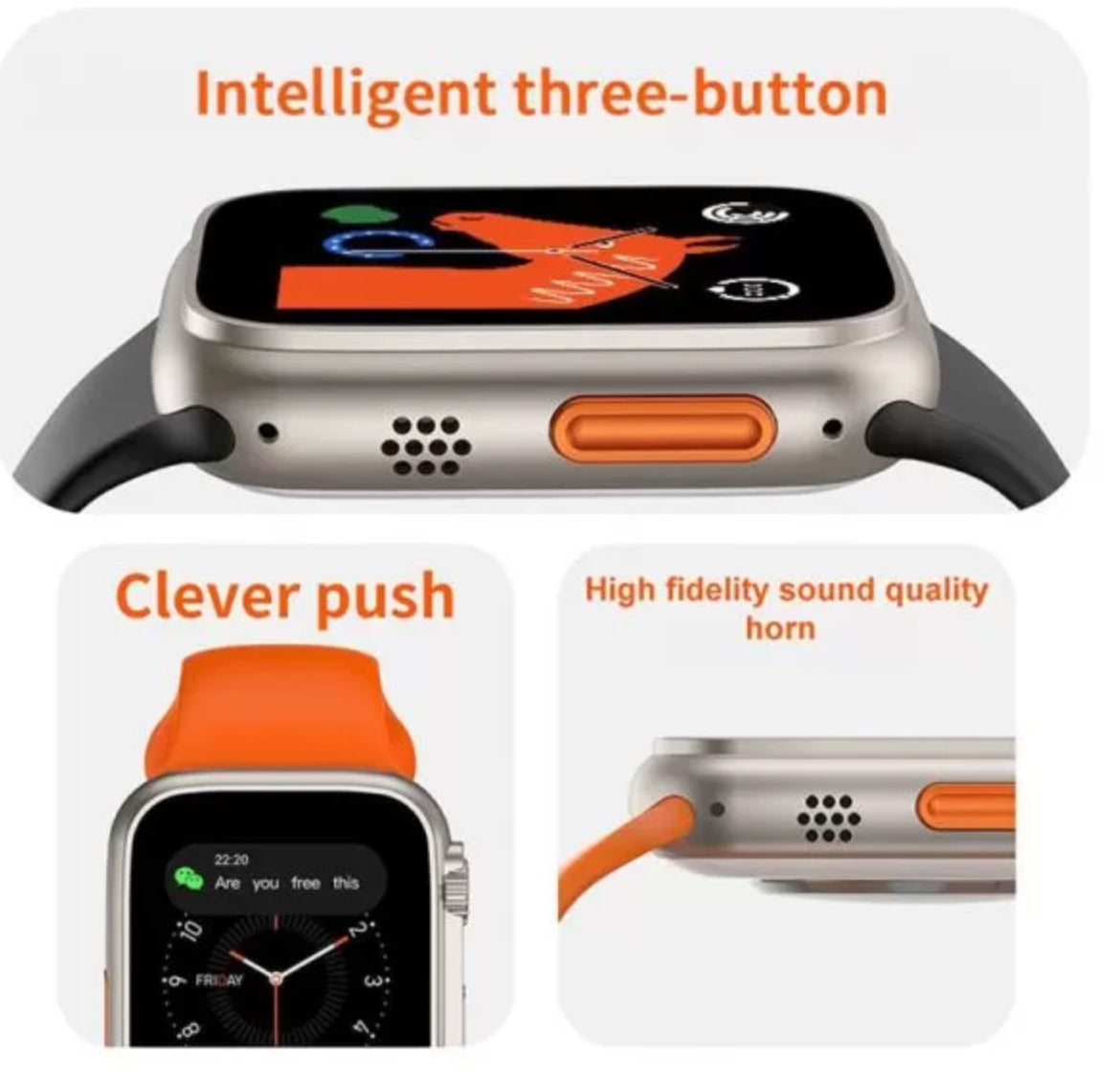 Ts8 Ultra Series 8 Men Women Bluetooth Call Heart Rate Sport Smartwatch With Fitpro App Orange