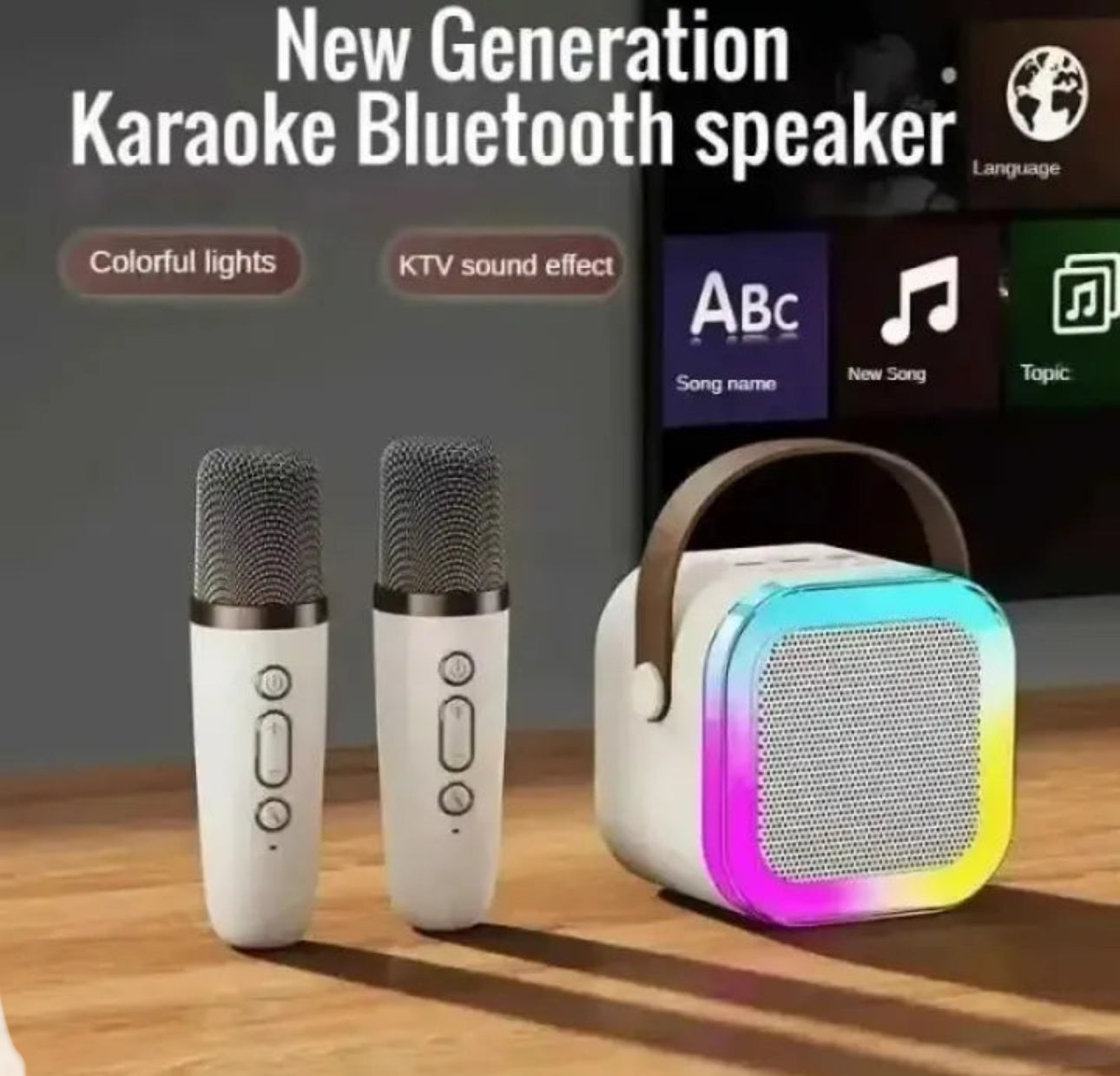 K12 MINI DOUBLE MIC AUDIO MICROPHONE WITH VOICE CHANGER KARAOKE FAMILY WIRELESS BLUETOOTH OUTDOOR SPEAKER