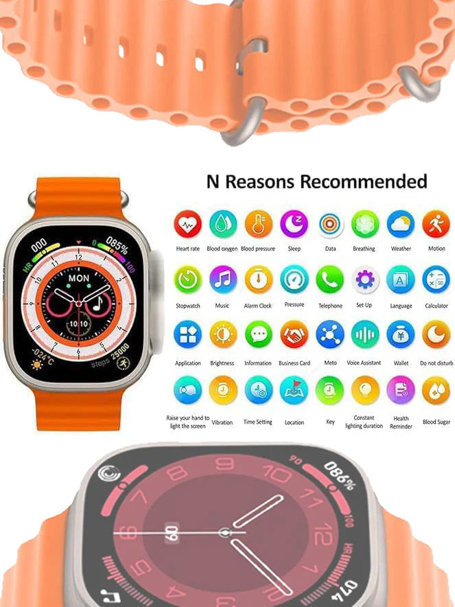 X8 PLUS ULTRA SMART WATCH SERIES 8 NFC 2.08 INCH ALWAYS-ON DISPLAY & WIRELESS CHARGING 49MM WITH WEARFIT PRO APP ORANGE