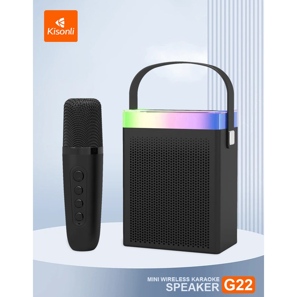 KISONLI G22 MINI BT PORTABLE KARAOKE SPEAKER WITH WIRELESS HANDHELD MICROPHONE
