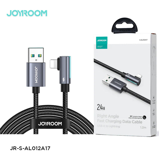 Joyroom S-AL1012A17 SmoothGame Series 2.4A USB-A to Lightning Right Angle Fast Charging Data Cable 1.2m-Black