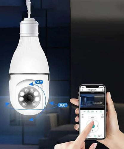 Speed-X Bulb camera 1080p Wifi 360 Degree Panoramic Night Vision Two-Way Audio Motion Detection With V380 APP