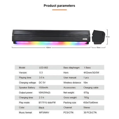 KISONLI LED-802 RGB WIRELESS BT 5.3 MODERN RETRO DESIGN SOUNDBAR