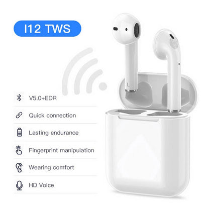 Twin I12 With Case Sensors Touch And Window Wireless Earphone V5.0