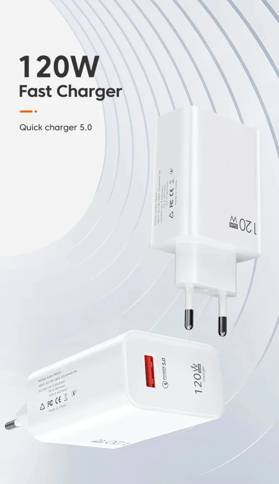 XIAOMI 120W EU PLUG QC3.0 FAST QUICK WALL CHARGER WITH CABLE