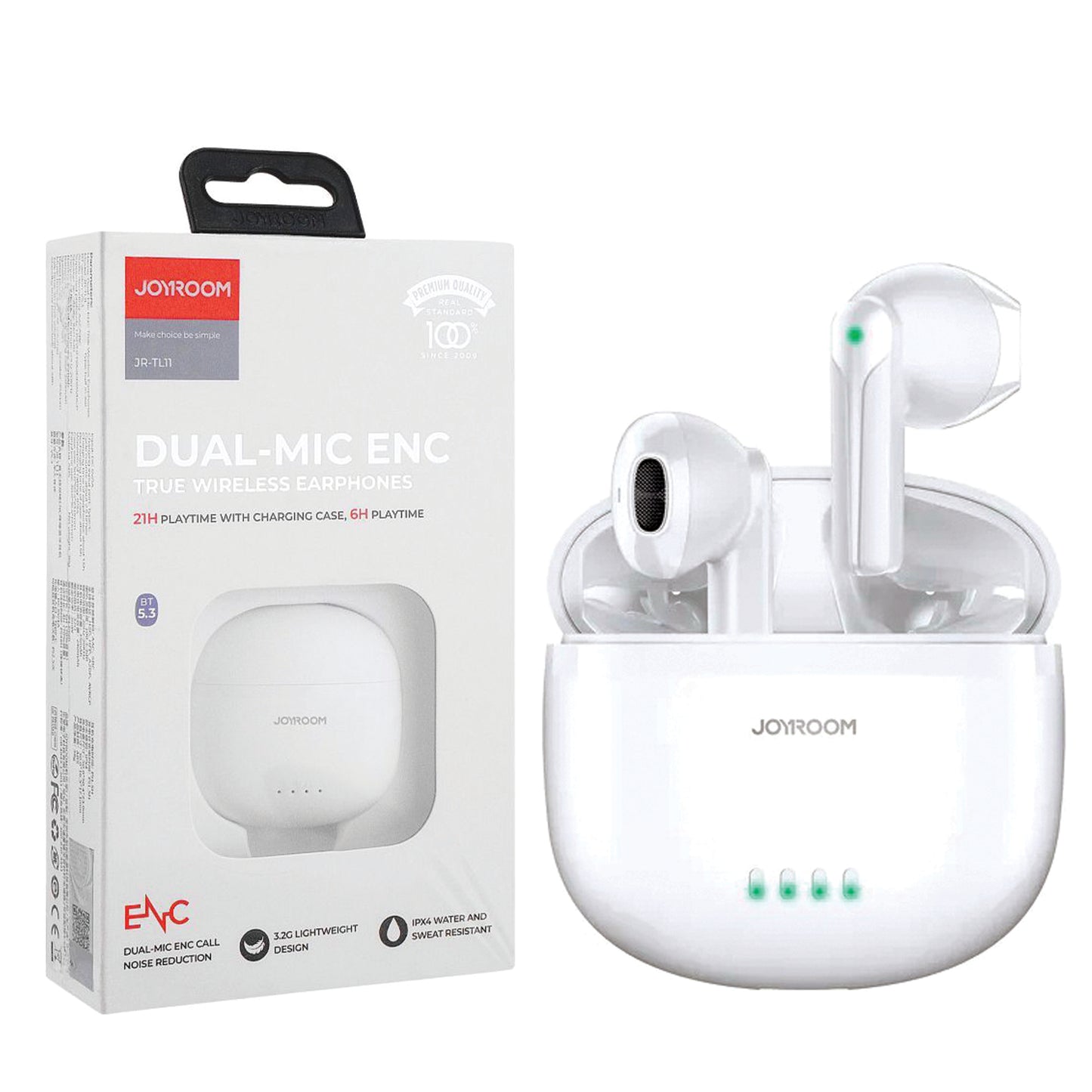 JOYROOM JR-TL11 Dual-Mic ENC True Wireless Earphones White