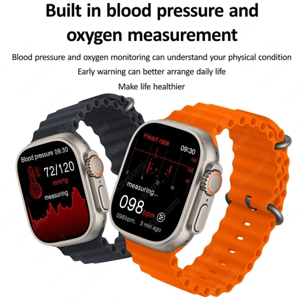 HK8 Pro MAX 2.12 inch AMOLED Screen Smart Watch Ultra 49mm Men Series 8 NFC Wireless Charging Sports Watch WITH Wear Fit Pro APP (Orange)