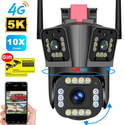 SPEED-X PTZ (SPZ-702) 2 CAMERA LENS WIFI OUTDOOR 4MP COLOR NIGHT VISION WITH V380 PRO APP