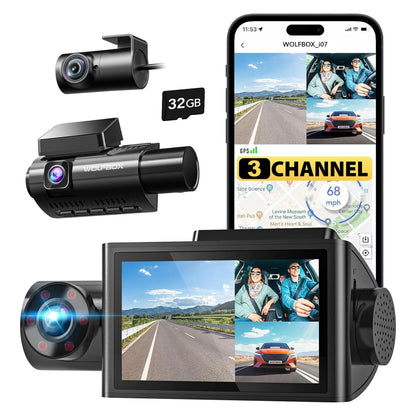 3 CHANNEL K02 DASH CAM 2.5K 1080P WITH BUILTIN GPS WIFI