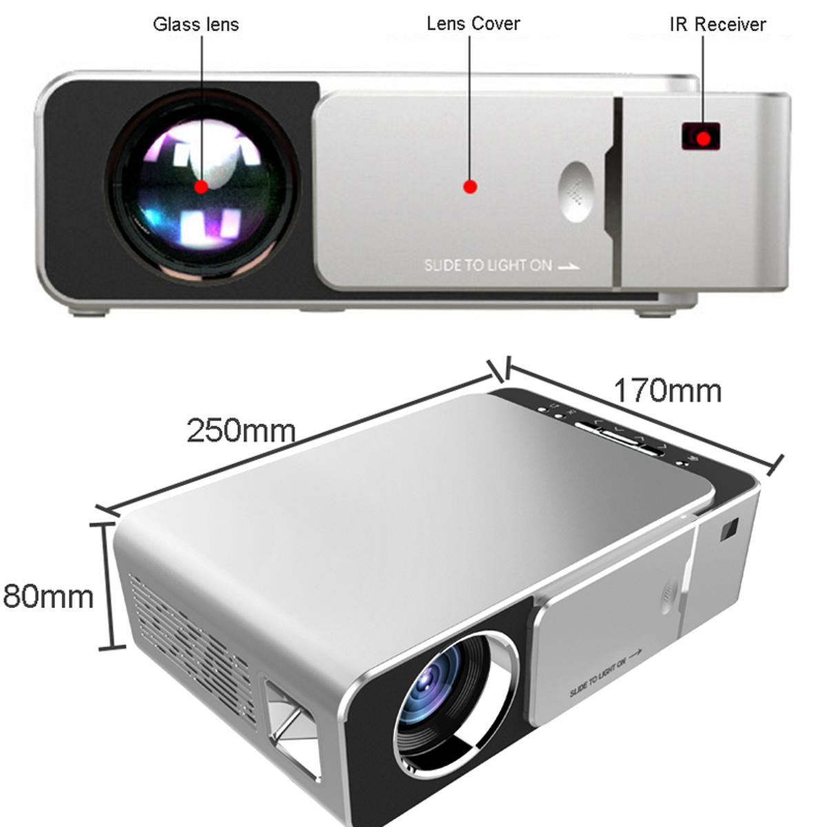 T6 Android 10.0 V WIFI Smart Optional Support 1080p HD LED Portable Projector Silver