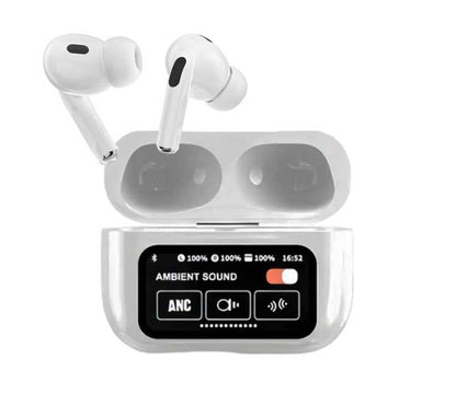 A9 PRO APP ANC/ENC DISPLAY TOUCH CONTROL BT 5.4 Wireless EARBUDS WITH ZWSVIBE APP WHITE