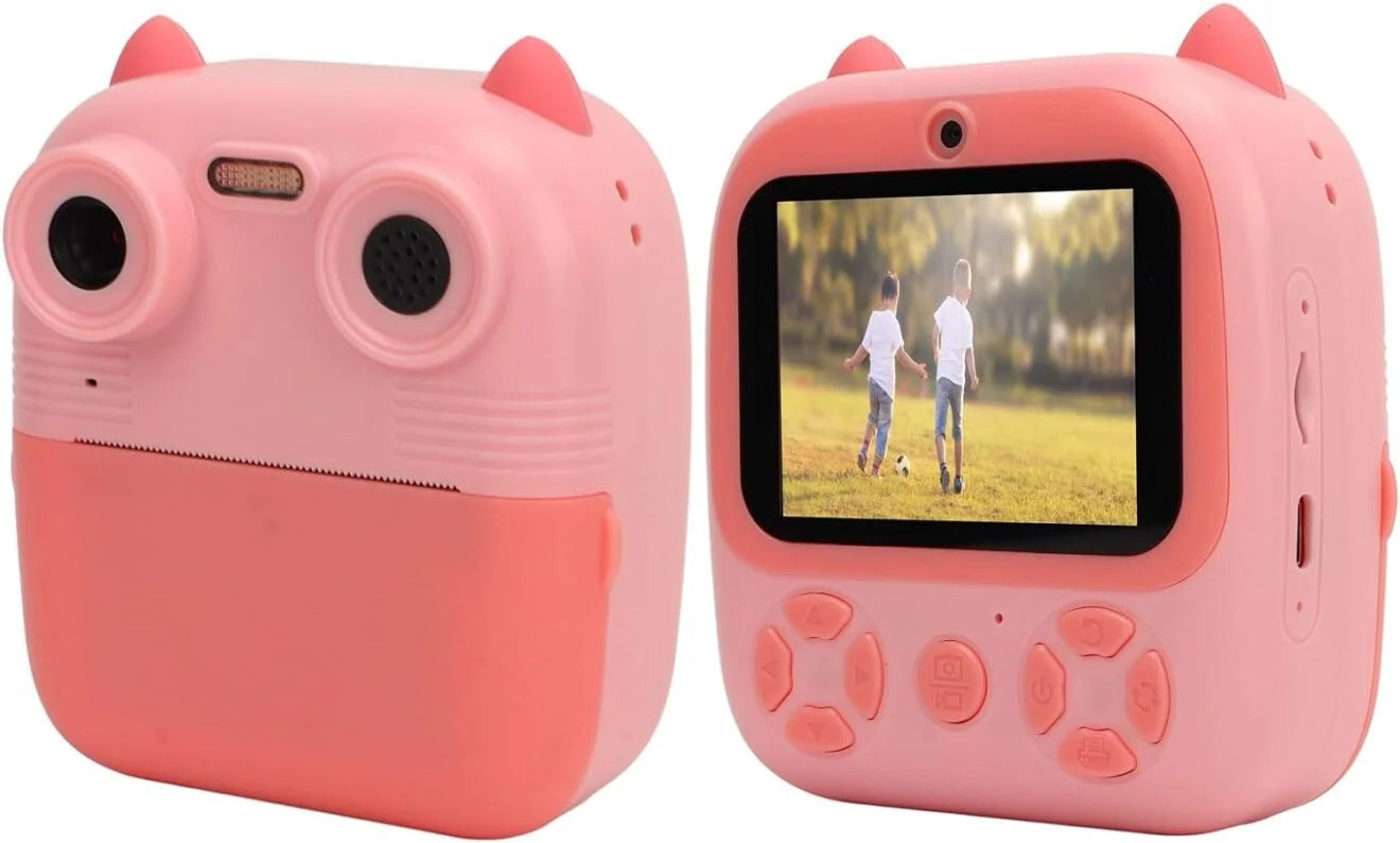 D8S CHILDRENS TIME FRONT/BACK REAR HD DIGITAL THERMAL PRINT CAMERA 1080P 48MP PINK