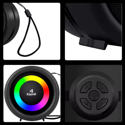 KISONLI S16 TWS DJ POWERED PORTABLE MINI FM RADIO SPEAKER WITH SOFT CORD HANDLE