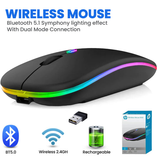 HP W10 Wireless RGB Bluetooth, Wireless, Rechargeable Slim Mouse