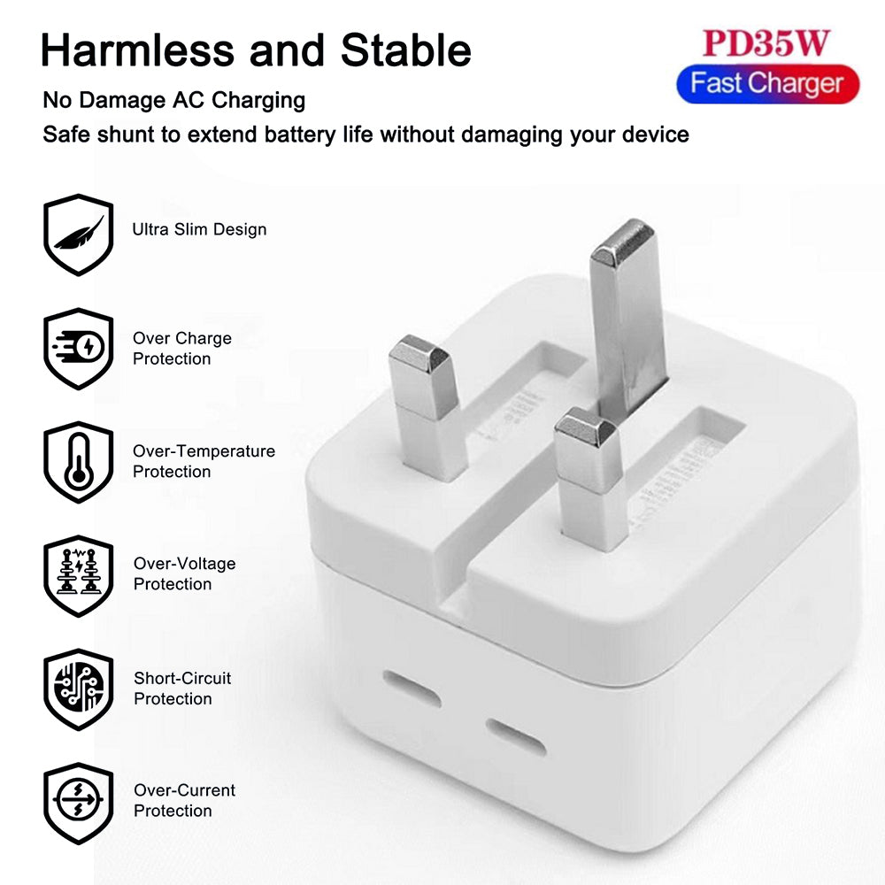 IPHONE 2PD 35W FAST CHARGER UK PIN