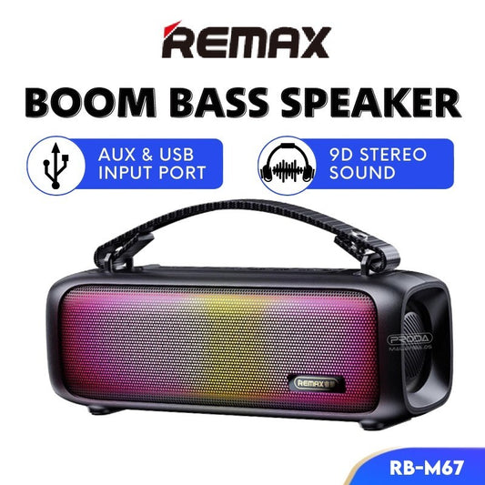 REMAX RB-M67 PORTABLE SUPER BASS WIRELESS SPEAKER WITH RGB LIGHTS