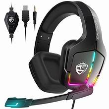 SOULBYTES S12 PS4 PS5 PC XBOX ONE SWITCH WITH MICROPHONE DYNAMIC RGB LED EFFECT 3.5MM WIRED STEREO BASS OVER EAR MIC GAMING HEADPHONES