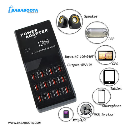 USB FAST CHARGER 12 PORT 12AMP W858