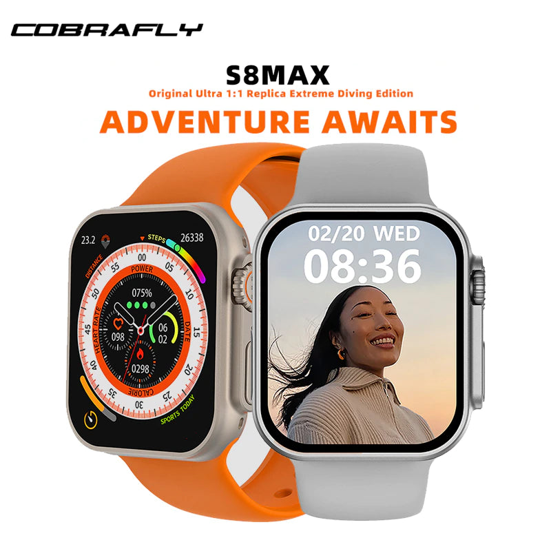 S8 Ultra Max Series 8 Smart Watch Ultra AI Voice Watch 2.0 Inch Bluetooth Call Wireless Charging Watch Orange