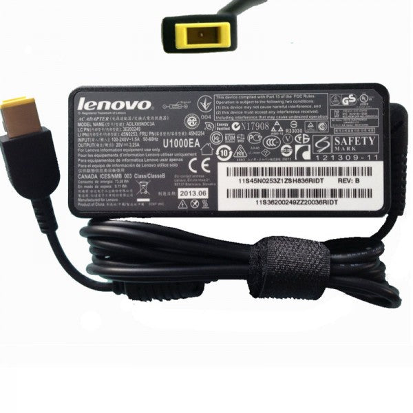 LENOVO SQUARE PIN LAPTOP CHARGER 20V 3.25A 65W (USB)