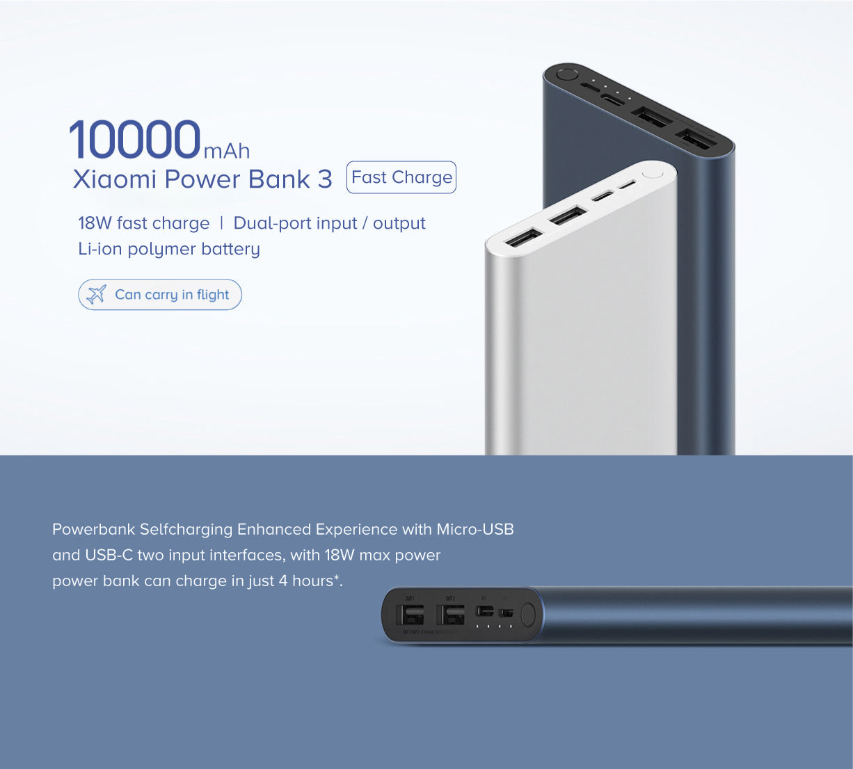 Mi Pro Power Bank 10000mah Fast Charger 18w New Model