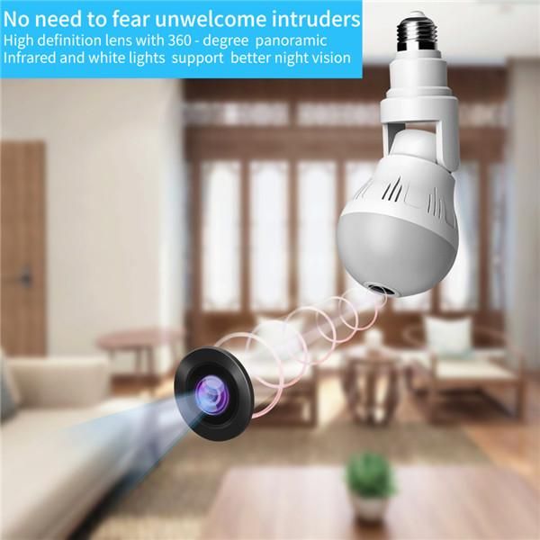 WiFi Flexible Light Bulb Camera 1080P HD Wireless 360 Degree Panoramic Infrared Night Vision