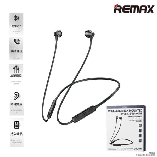 Remax Rb-S28 Wireless Bluetooth Sport Magnetic Sweat-Proof Headset Earphone With Mic